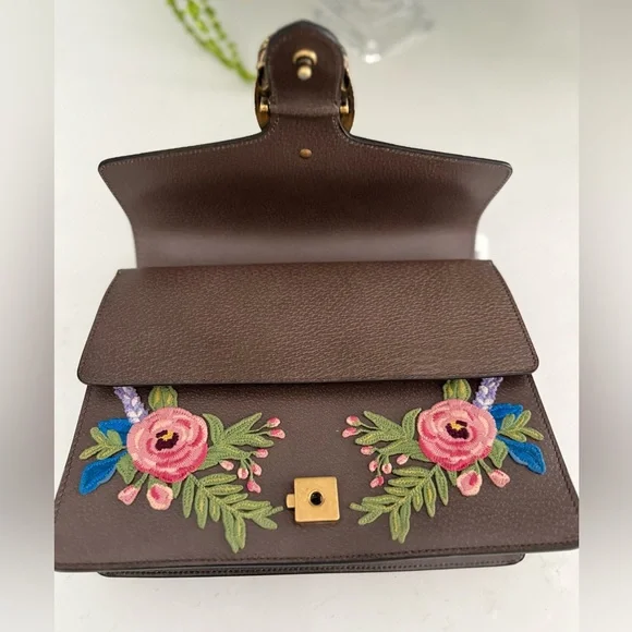 GUCCI Calfskin Web Owl Embroidered Medium Dionysus Shoulder Bag New Acero ~ NWT - Picture 6 of 16